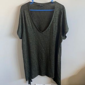 Olive Green Shark Bite Bottom Short Sleeve Tunic